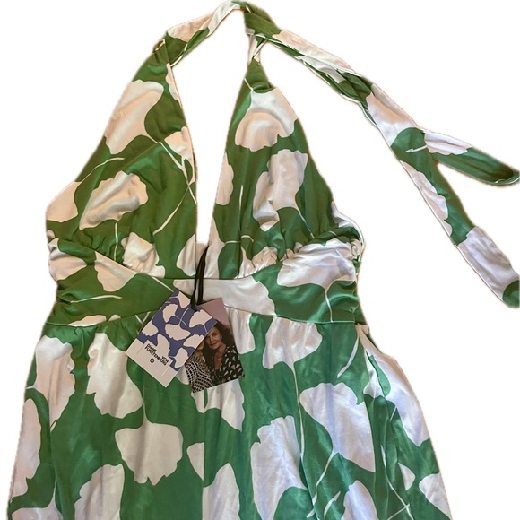 Diane Von Furstenberg x Target green & white jumpsuit size L NWT - Picture 4 of 5